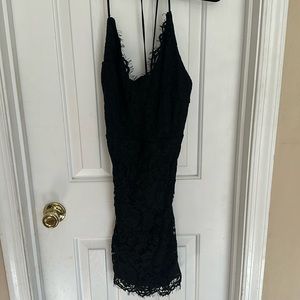 Black lace mini dress